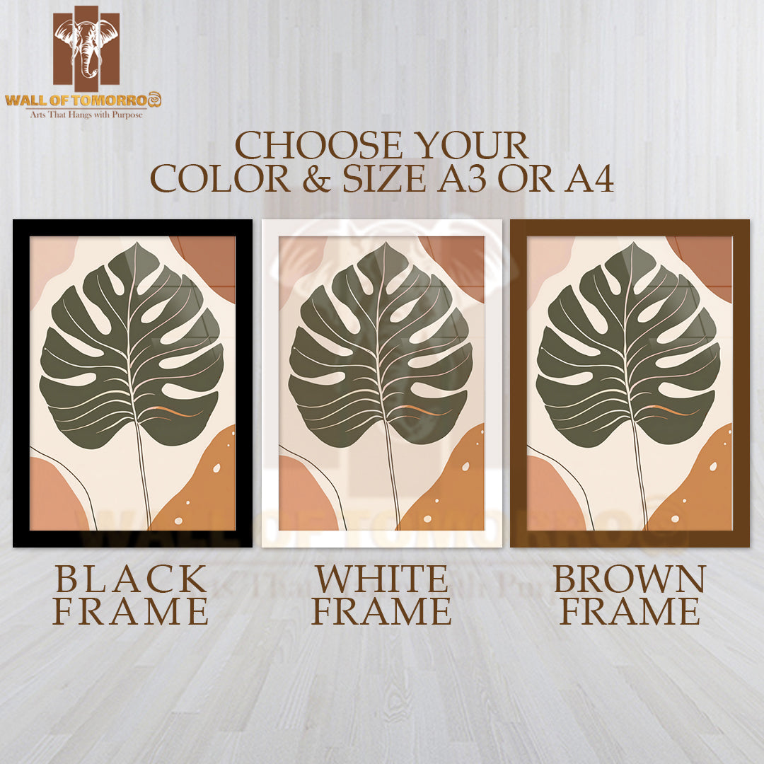 Single Green Leaf Against a White Background High Quality Glass Frame Wall Décors in Sri Lanka