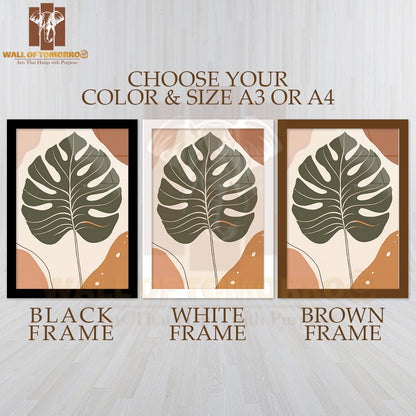 Single Green Leaf Against a White Background High Quality Glass Frame Wall Décors in Sri Lanka