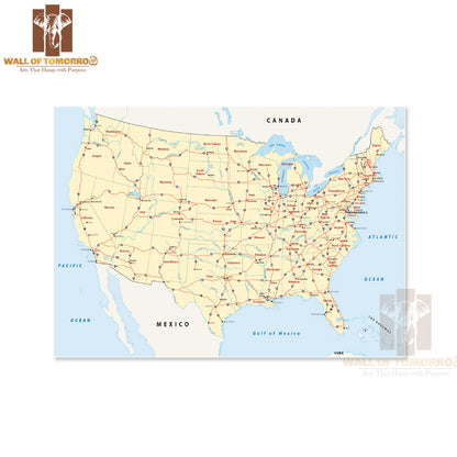 US Interstate Highway Map Educational High Quality Unframed Poster Print & Waterproof Poster Print Wall Décor
