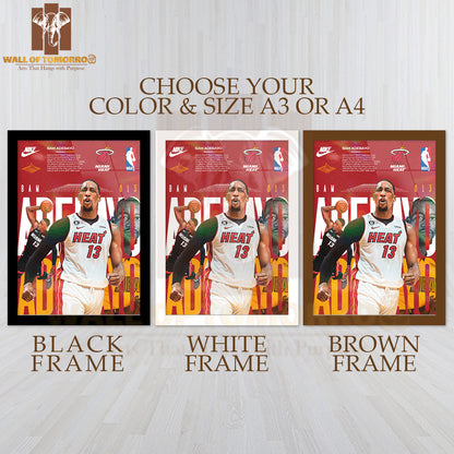 Famous Basketball Team Player Miami Sports High Quality Glass Frame Wall Décor