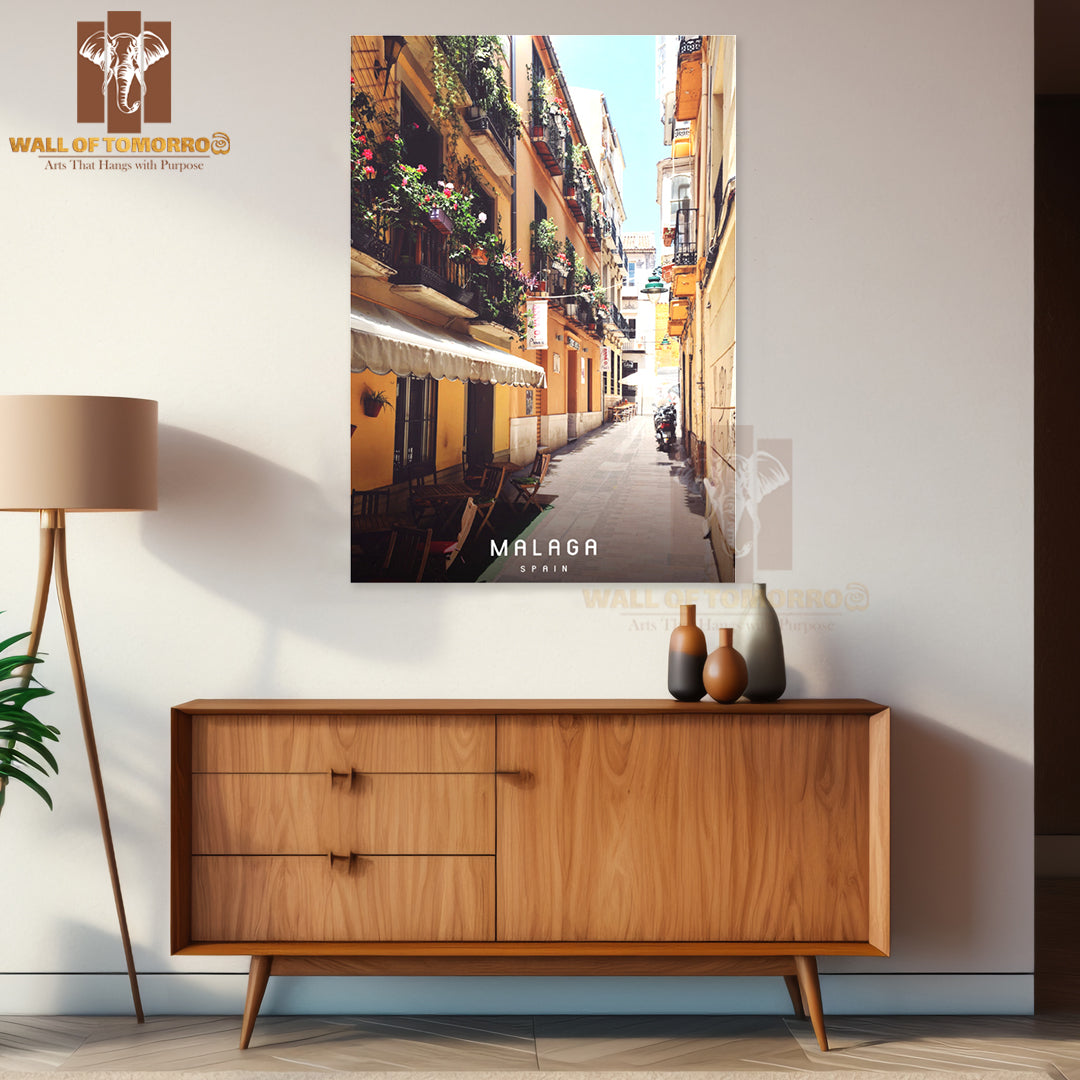 Narrow Street With A Few Chairs and Tables High Quality Unframed Poster Print & Waterproof Poster Print Wall Décor