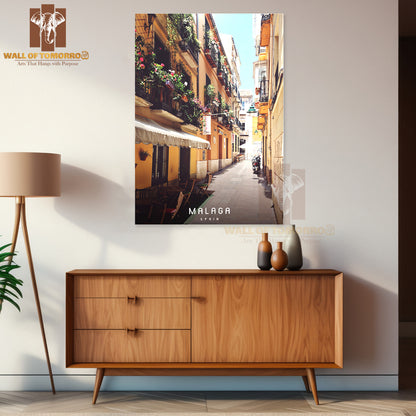 Narrow Street With A Few Chairs and Tables High Quality Unframed Poster Print & Waterproof Poster Print Wall Décor