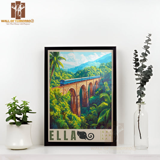 Nine Arches Bridge Travel, Ella, Sri Lanka High Quality Glass Frame Wall Décor