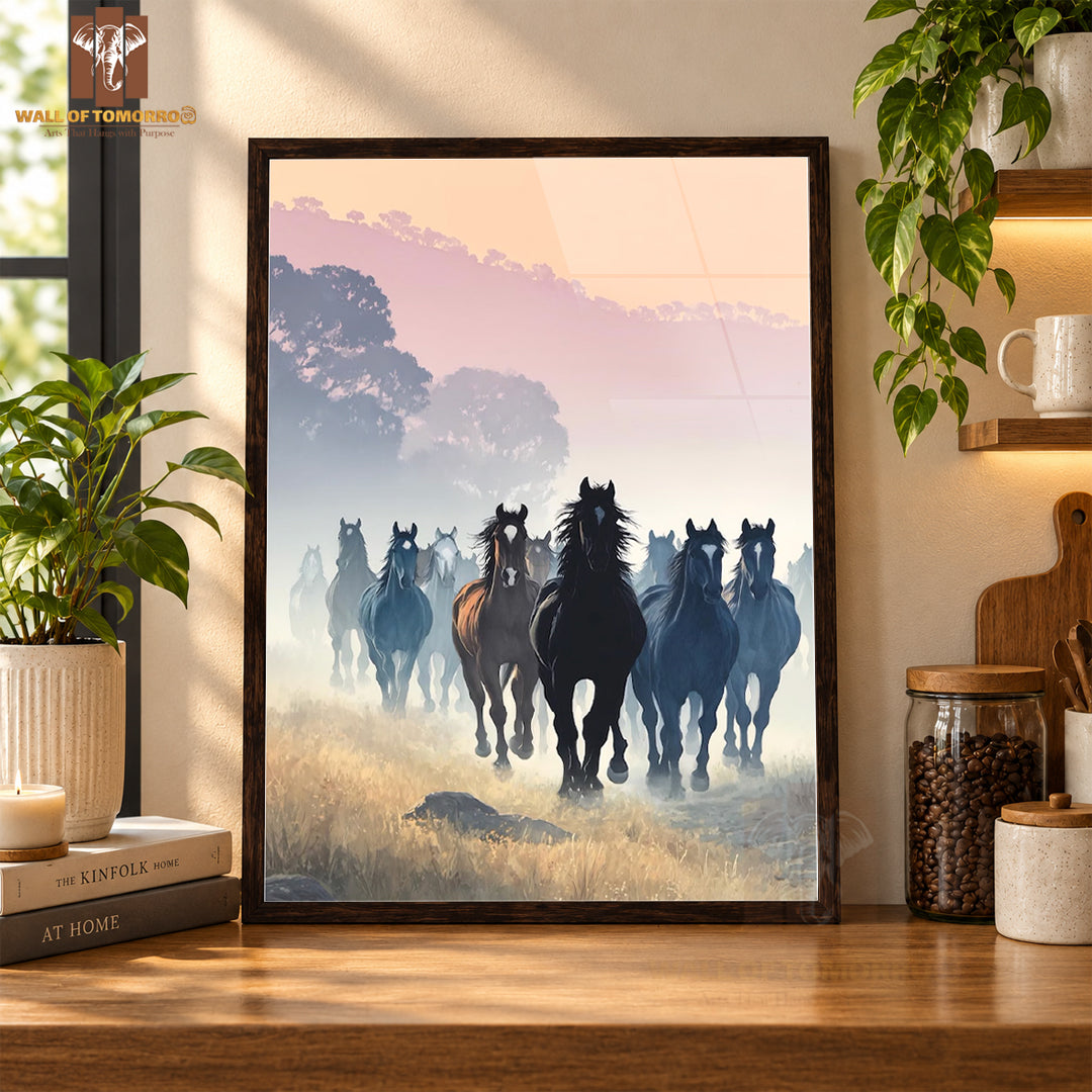 Running Horses Animals High Quality Glass Frame Wall Décor in Sri Lanka