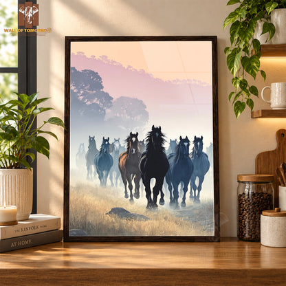 Running Horses Animals High Quality Glass Frame Wall Décor in Sri Lanka