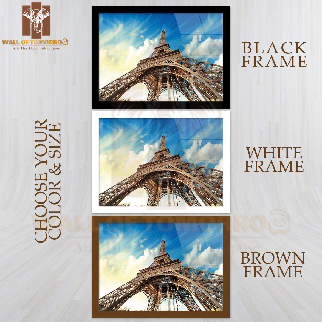 Paris Beautiful View of Eiffel Tower with Sky Sunset Colors High Quality Unframed Poster Print & Waterproof Poster Print Wall Décor