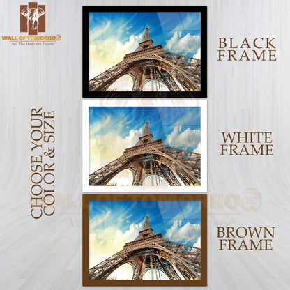 Paris Beautiful View of Eiffel Tower with Sky Sunset Colors High Quality Unframed Poster Print & Waterproof Poster Print Wall Décor