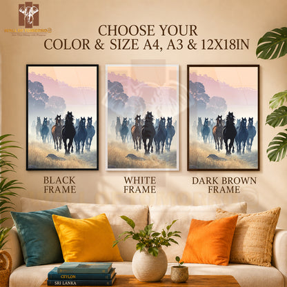 Running Horses Animals High Quality Glass Frame Wall Décor in Sri Lanka