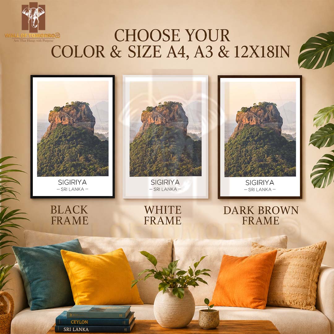 Sigiriya Rock, Sri Lanka Travel High Quality Glass Frame Wall Décor