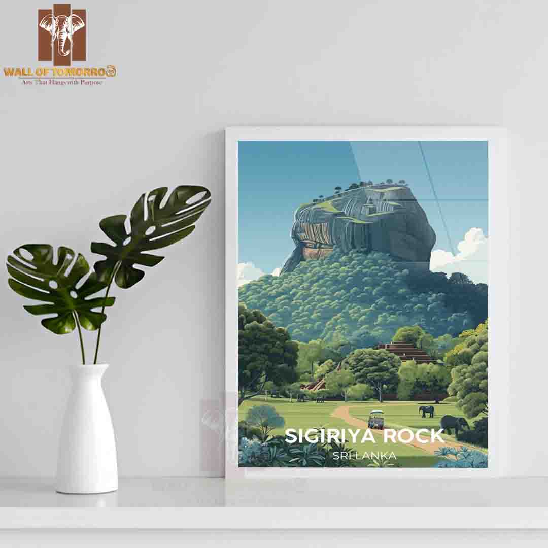 Sigiriya Rock Fortress Sri Lanka Travel High Quality Glass Frame Wall Décor