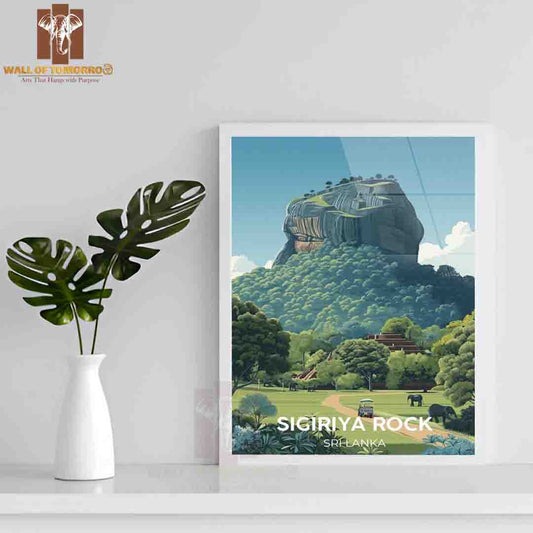 Sigiriya Rock Fortress Sri Lanka Travel High Quality Glass Frame Wall Décor