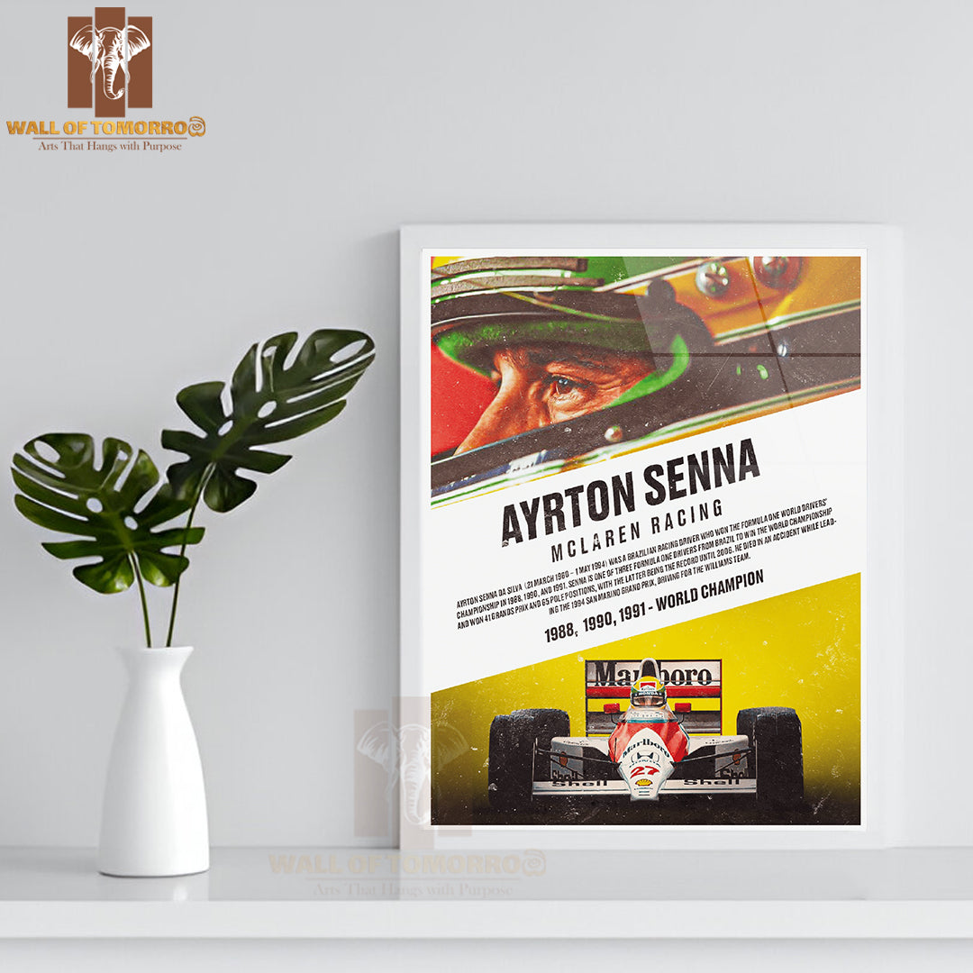 Famous Racer In McLaren Racing Gear Sports High Quality Glass Frame Wall Décor