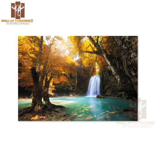 Deep Forest Waterfall in Kanchanaburi, Thailand High Quality Unframed Poster Print & Waterproof Poster Print Wall Décor