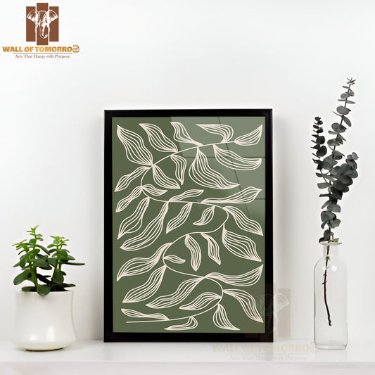 Various Leaves in Different Shades of Green High Quality Glass Frame Wall Décors in Sri Lanka