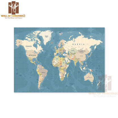 High Detailed Illustration of World map Educational High Quality Unframed Poster Print & Waterproof Poster Print Wall Décor