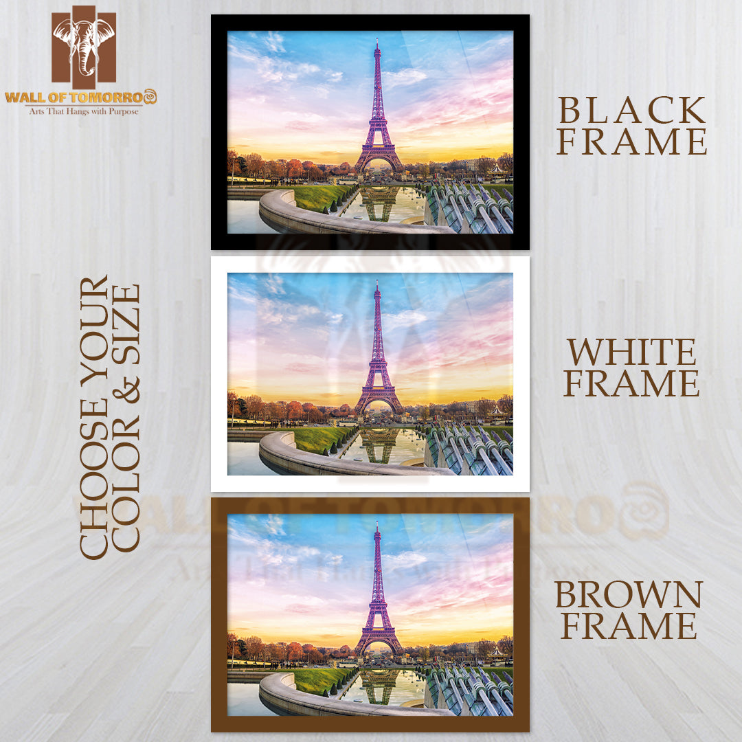Eiffel Tower At Sunset in Paris, France High Quality Unframed Poster Print & Waterproof Poster Print Wall Décor