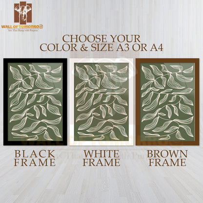 Various Leaves in Different Shades of Green High Quality Glass Frame Wall Décors in Sri Lanka