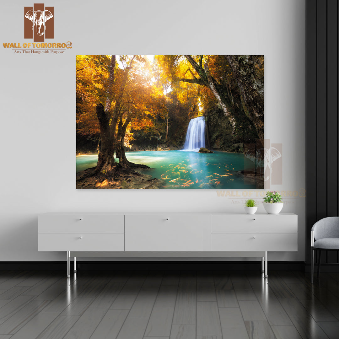 Deep Forest Waterfall in Kanchanaburi, Thailand High Quality Unframed Poster Print & Waterproof Poster Print Wall Décor