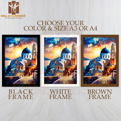 Painting Of a Church on A Cliff High Quality Glass Frame Wall Décor