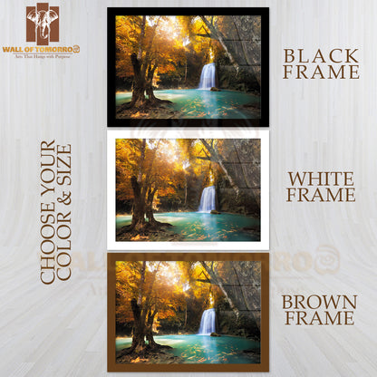 Deep Forest Waterfall in Kanchanaburi, Thailand High Quality Unframed Poster Print & Waterproof Poster Print Wall Décor