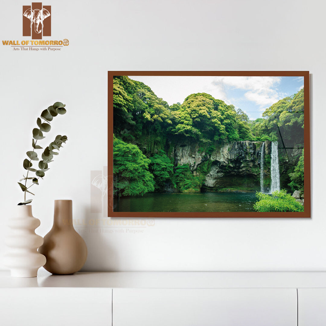Cheon Jiyeon Waterfall Is a Waterfall On Jeju Island, South Korea High Quality Unframed Poster Print & Waterproof Poster Print Wall Décor