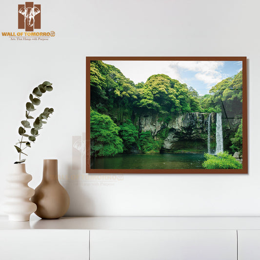 Cheon Jiyeon Waterfall Is a Waterfall On Jeju Island, South Korea High Quality Unframed Poster Print & Waterproof Poster Print Wall Décor