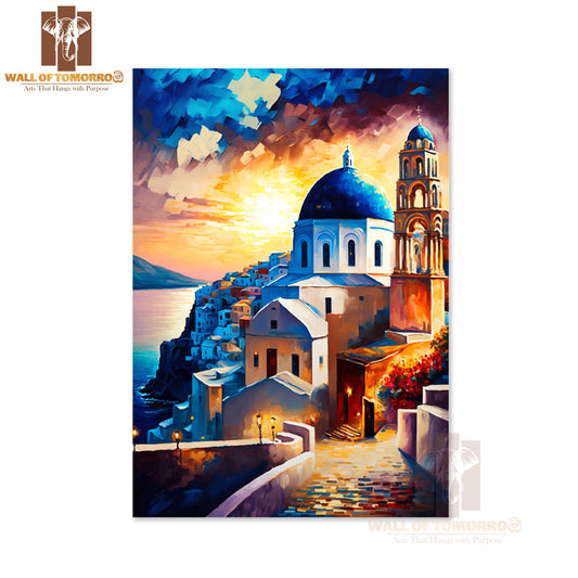 Painting Of a Church on A Cliff High Quality Unframed Poster Print & Waterproof Poster Print Wall Décor