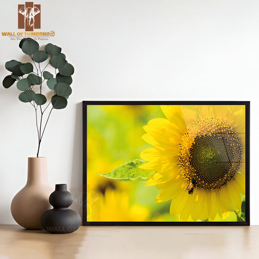 Close Up Sunflower and the Bee High Quality Unframed Poster Print & Waterproof Poster Print Wall Décor