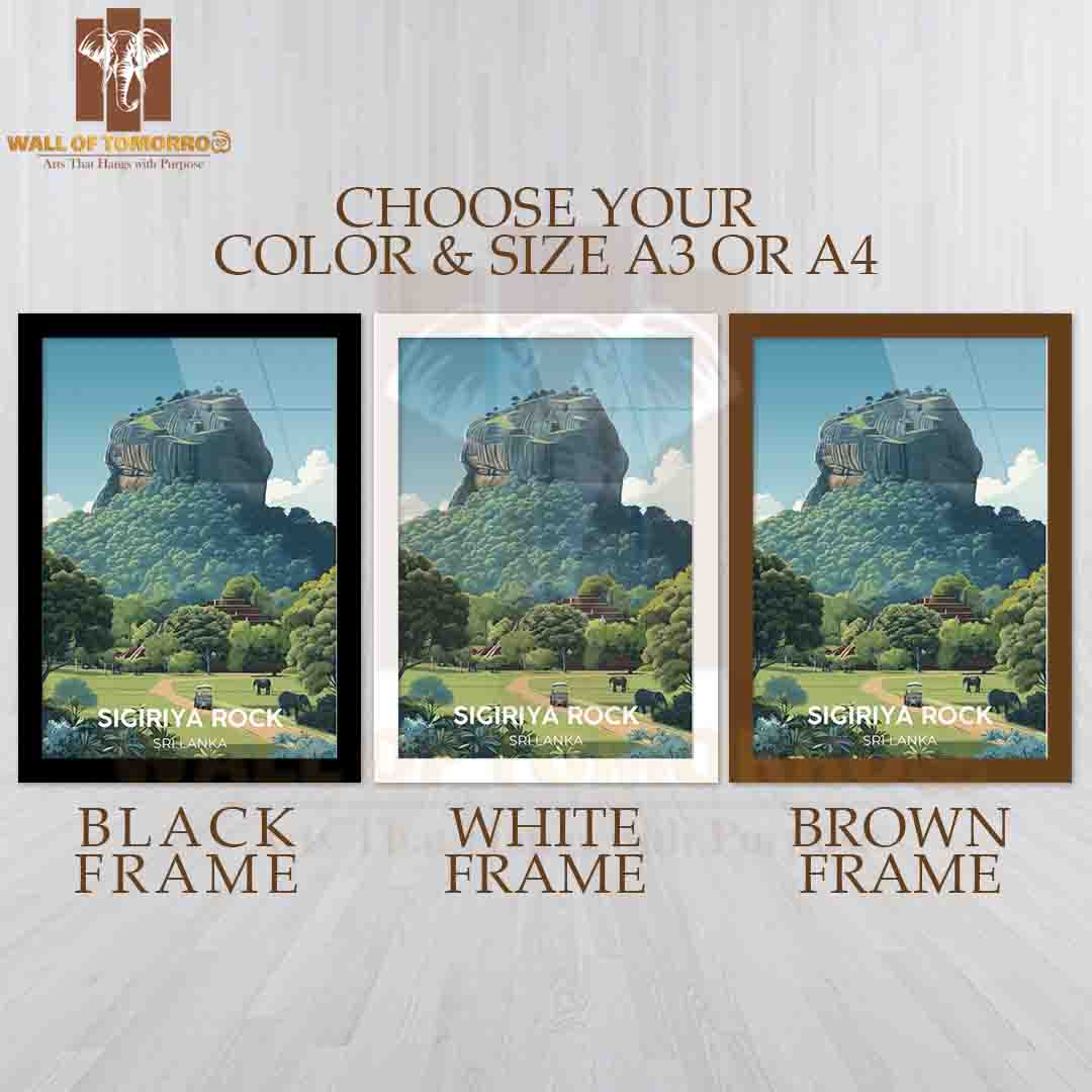 Sigiriya Rock Fortress Sri Lanka Travel High Quality Glass Frame Wall Décor