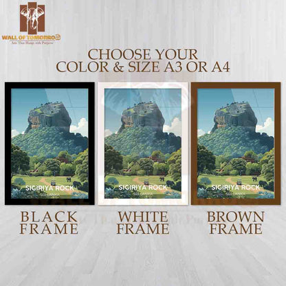 Sigiriya Rock Fortress Sri Lanka Travel High Quality Glass Frame Wall Décor