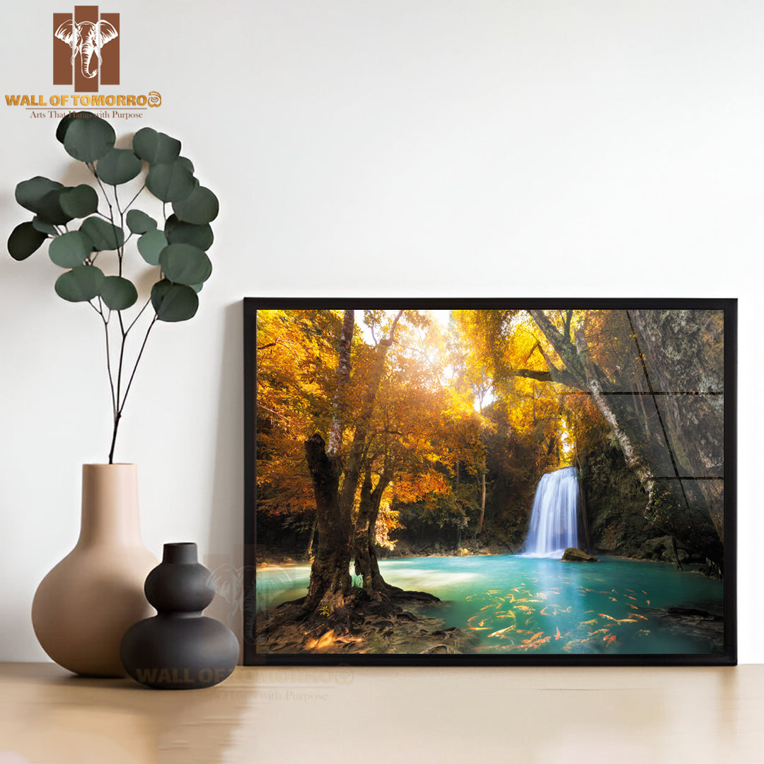Deep Forest Waterfall in Kanchanaburi, Thailand High Quality Unframed Poster Print & Waterproof Poster Print Wall Décor