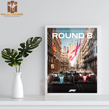 Action Shot from F1 2019 Round 8 Sports High Quality Glass Frame Wall Décor