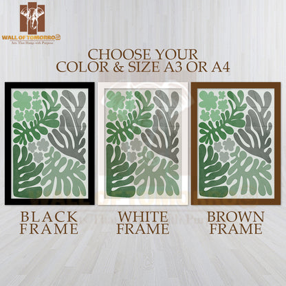 Decorative Pattern of Leaves in Multiple Green Tones High Quality Glass Frame Wall Décors in Sri Lanka