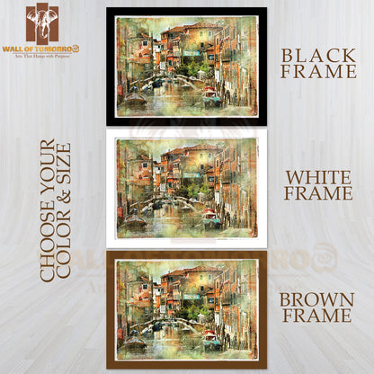 Venice, Artwork in Painting Style High Quality Unframed Poster Print & Waterproof Poster Print Wall Décor