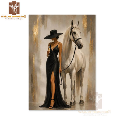 Horse with a Lady in a Black Dress Animals High Quality Unframed Poster Print & Laminated Poster Print Wall Décor in Sri Lanka