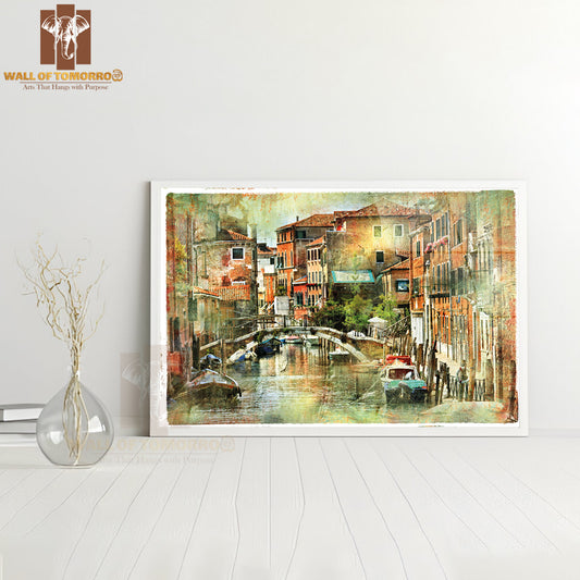 Venice, Artwork in Painting Style High Quality Unframed Poster Print & Waterproof Poster Print Wall Décor