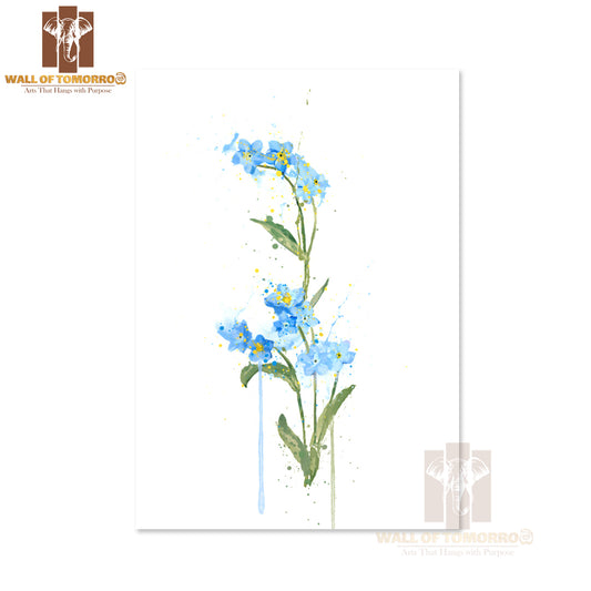 Watercolor Painting of Forget Flowers High Quality Unframed Poster Print & Waterproof Poster Print Wall Décor