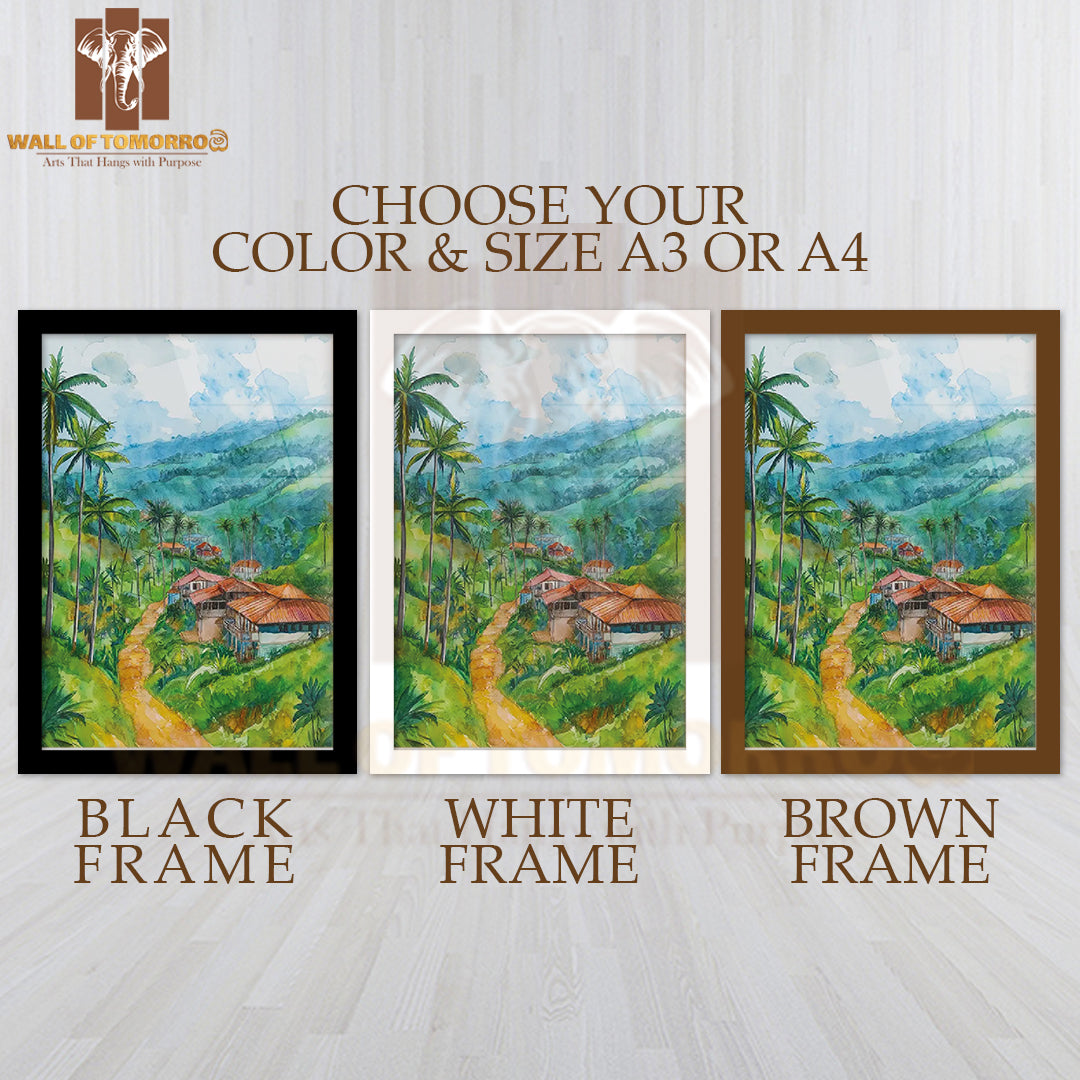 Ella Watercolor Painting Travel High Quality Glass Frame Wall Décor