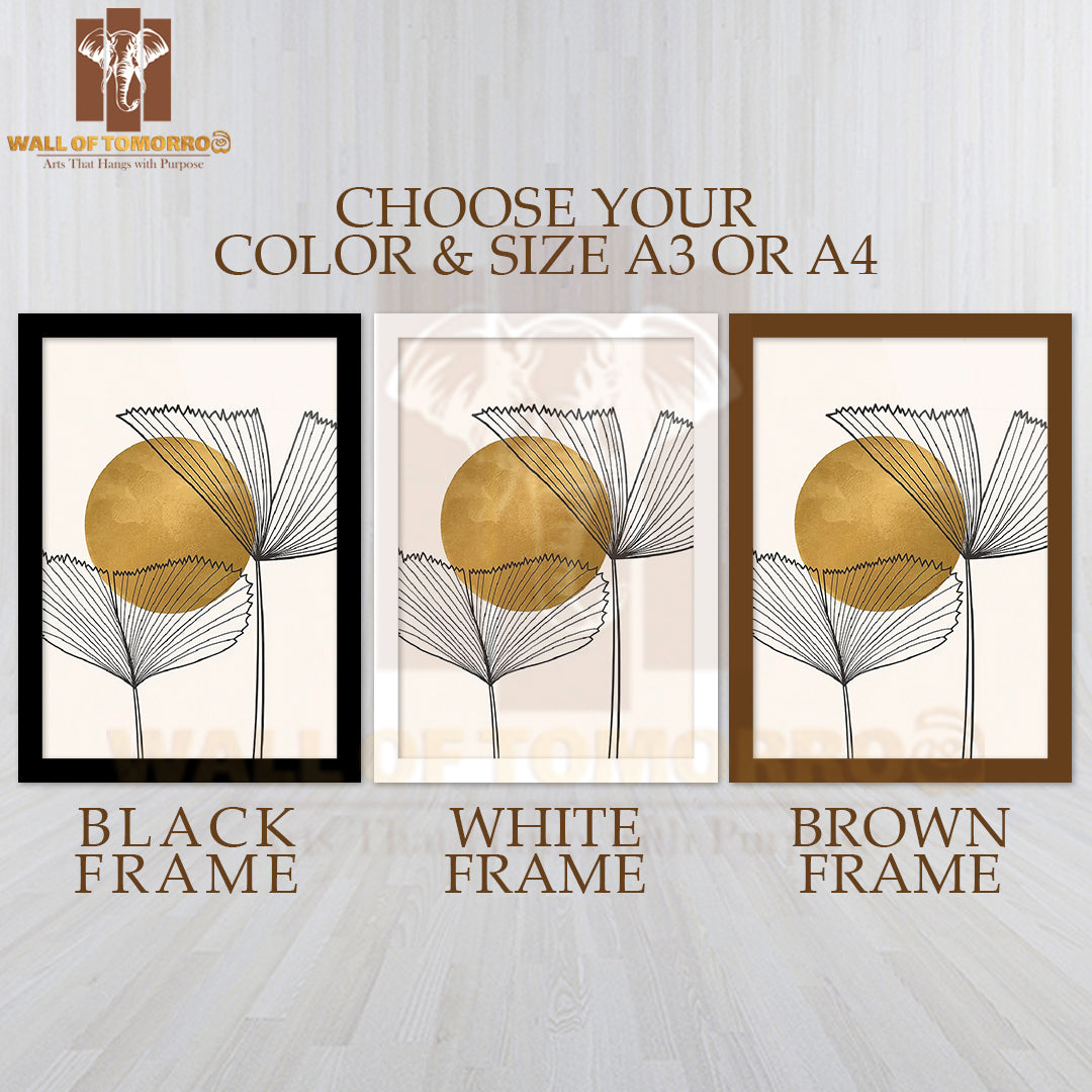 Watercolor Gold Moon Art High Quality Glass Frame Wall Décor