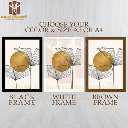 Watercolor Gold Moon Art High Quality Glass Frame Wall Décor