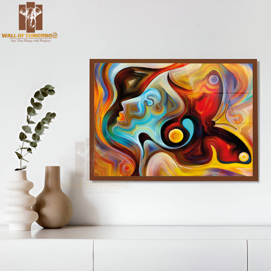 Human Face, And Colorful Abstract Shapes High Quality Unframed Poster Print & Waterproof Poster Print Wall Décor