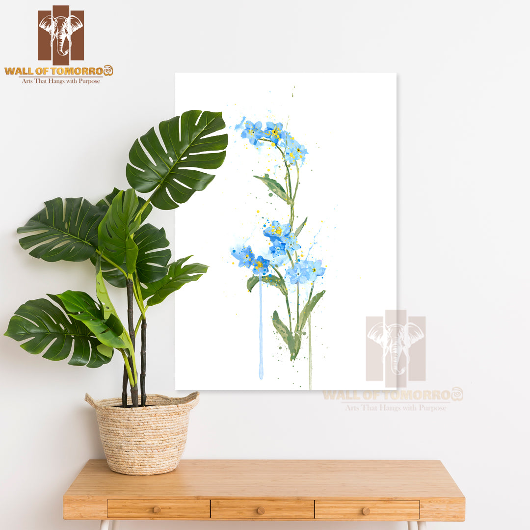 Watercolor Painting of Forget Flowers High Quality Unframed Poster Print & Waterproof Poster Print Wall Décor