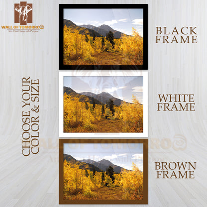 Yellow Fall Forest View High Quality Glass Frame Wall Décor