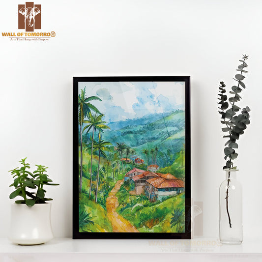 Ella Watercolor Painting Travel High Quality Glass Frame Wall Décor