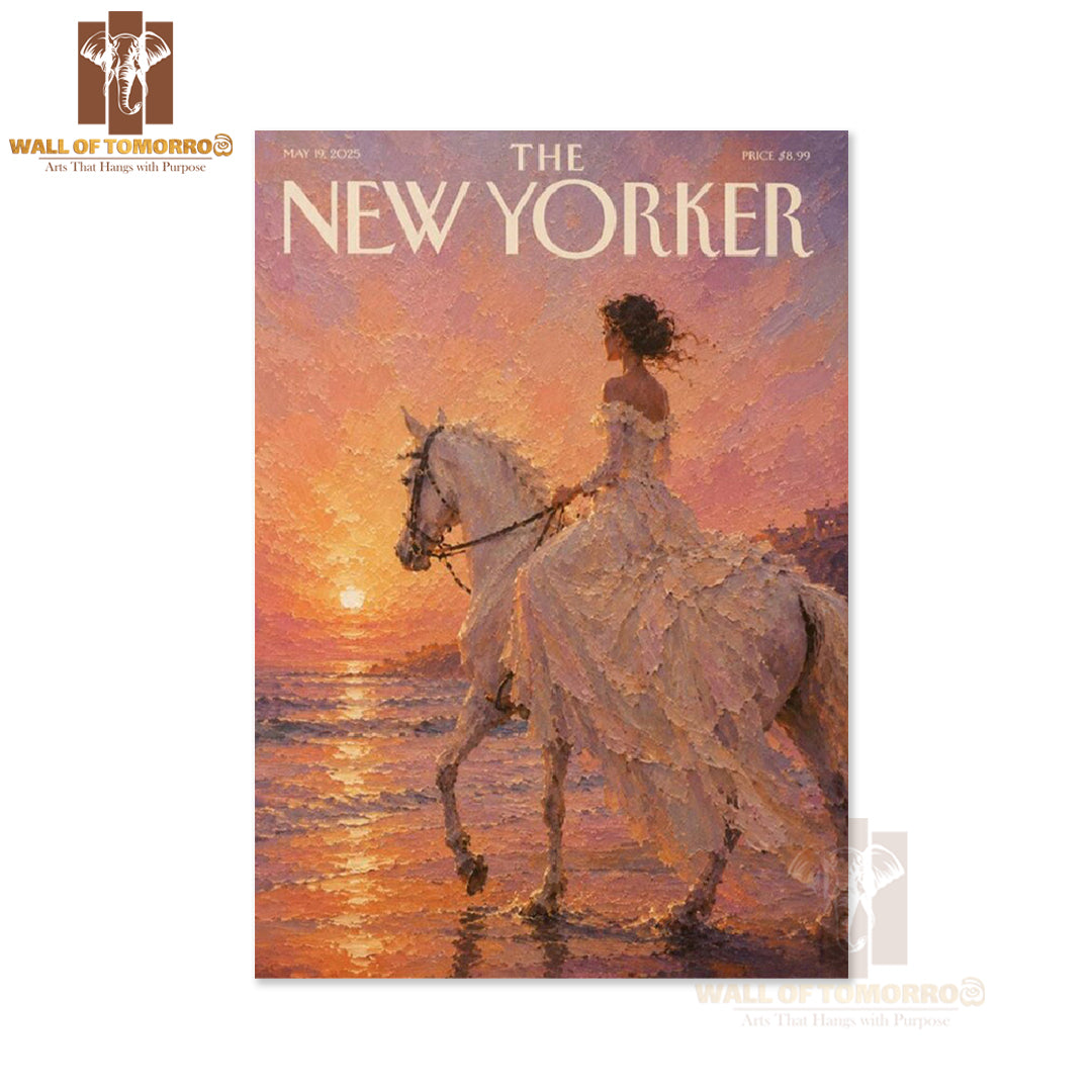 The New Yorker White Hose with Lady Animals High Quality Unframed Poster Print & Laminated Poster Print Wall Décor in Sri Lanka