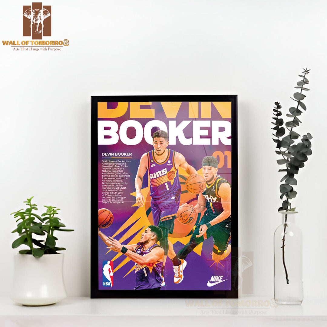 Famous Basketball Team Player Skills on The Basketball Court Sports High Quality Glass Frame Wall Décor