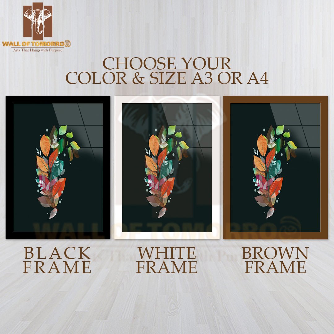 Colorful Leaf Design Featuring Various Hues High Quality Glass Frame Wall Décors in Sri Lanka