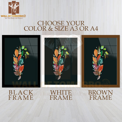 Colorful Leaf Design Featuring Various Hues High Quality Glass Frame Wall Décors in Sri Lanka