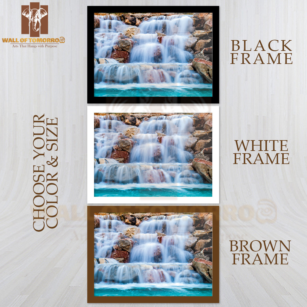 Waterfall Beautiful Background of Stone, Water, Moss High Quality Unframed Poster Print & Waterproof Poster Print Wall Décor