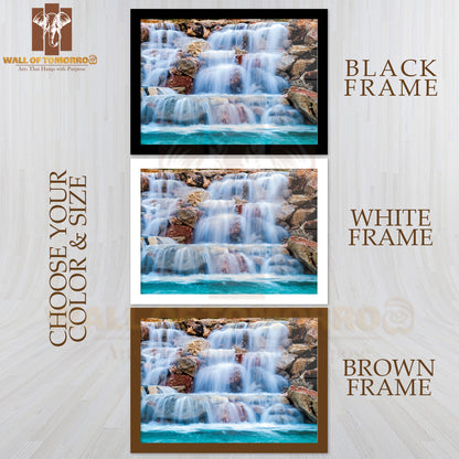 Waterfall Beautiful Background of Stone, Water, Moss High Quality Unframed Poster Print & Waterproof Poster Print Wall Décor